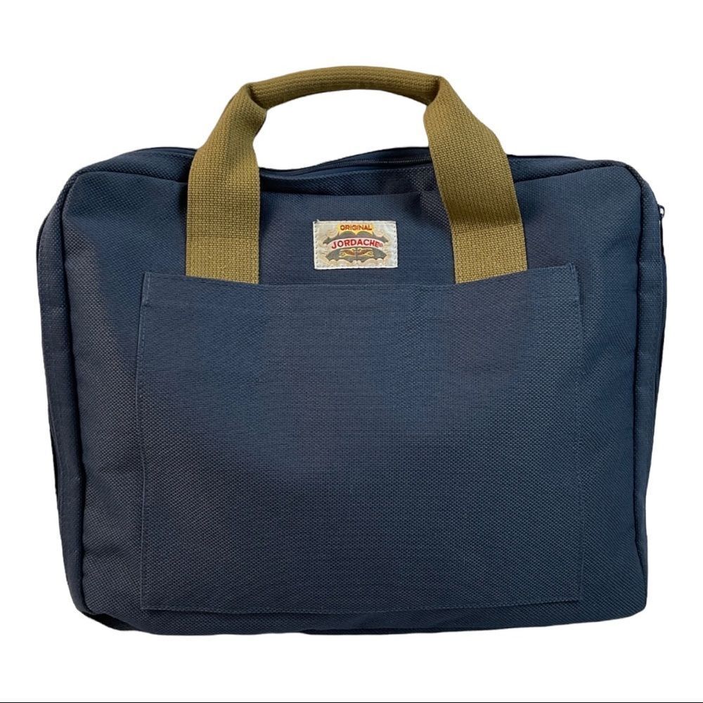 Jordache Unisex Blue Canvas Briefcase Messenger Bag Handles